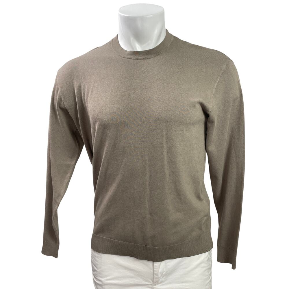 Zara Men's Tan Knit Long Sleeve Crew Neck Pullover Sweatshirt Sweater Top Size M